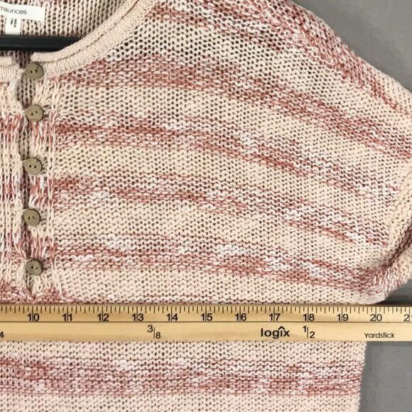 Maurices Sweater Women's Medium Red Striped Knit Pullover Button Long Sleeve - Picture 11 of 13